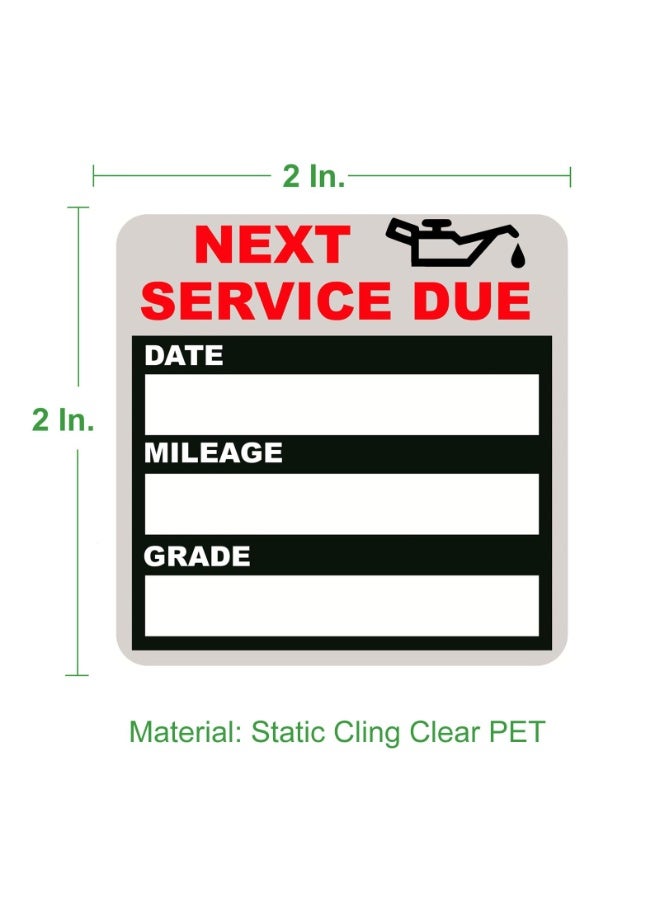 Oil Change Stickers Static Cling, 120pcs 2x2 Inches Oil Change Reminder Sticker for Windshield with No Residue, Clear Next Service Due Labels for Car Auto Vehicle Window - Image 2